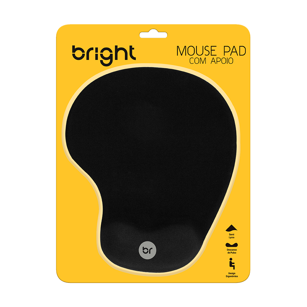 Mouse Pad Bright Ergonômico Com Apoio em Gel, 0307 | Preto Artigo