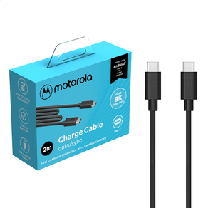 Cabo De Dados Motorola Original USB-C Para USB-C De 2 Metros | Preto DF - 278678 Cabo De Dados Motorola Original USB-C Para USB-C De 2 Metros | Preto DF - 278678
