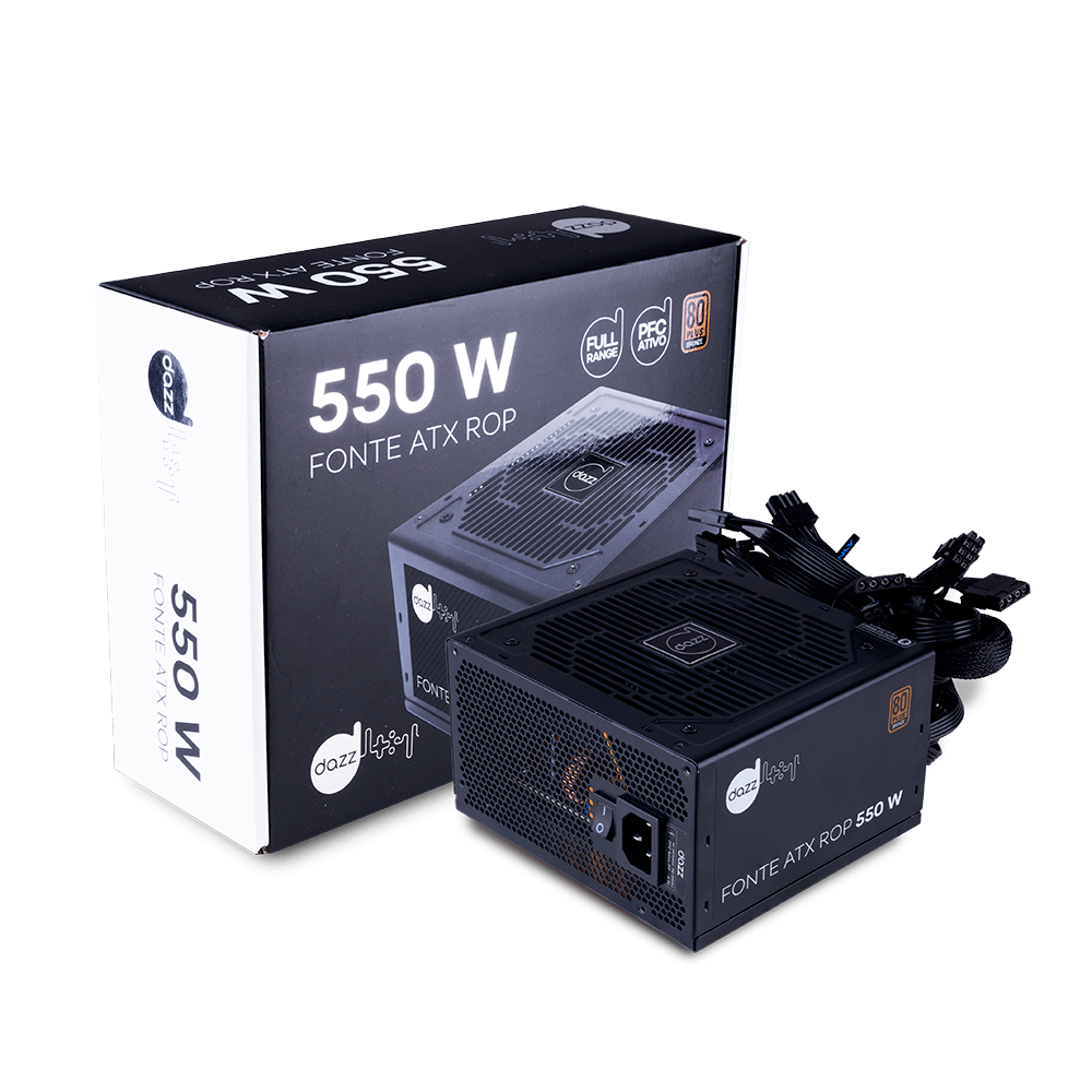 Fonte Dazz ATX ROP 550W 80 Plus Bronze PFC ATIVO Preto Artigo