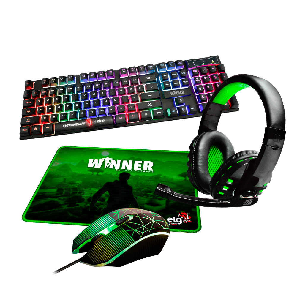 Combo Gamer ELG 4 em 1 Winner Teclado + Mouse + Headset + Mouse