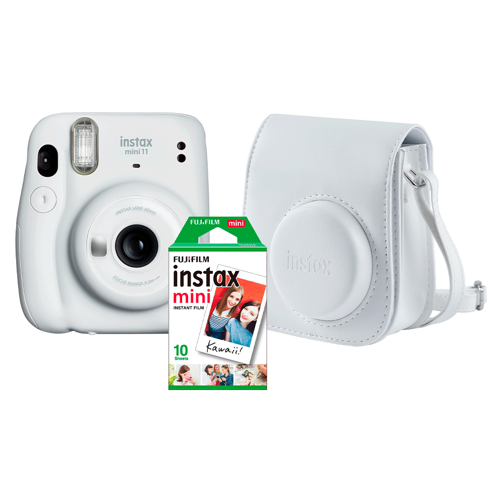 Kit Câmera Instax Mini 11 com pack 10 fotos e Bolsa Branca