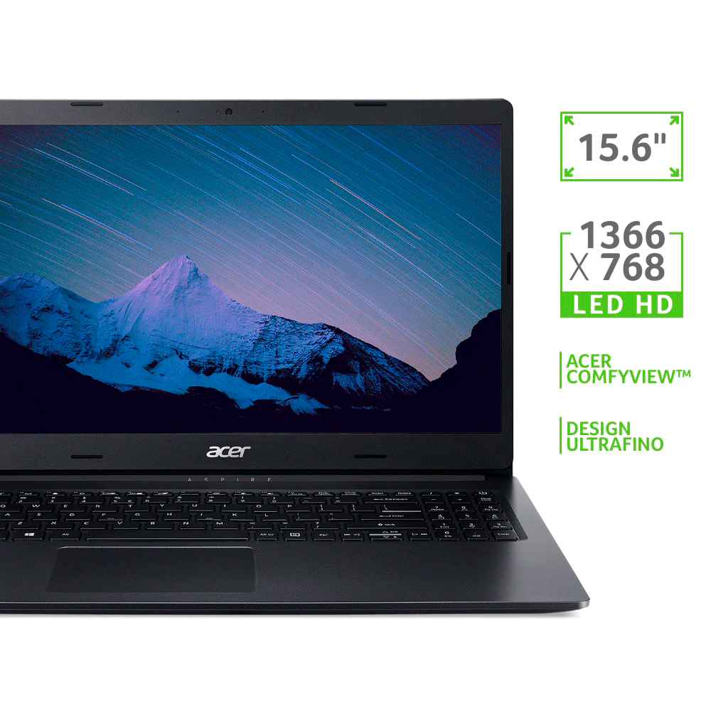 Notebook Acer Aspire 3 A315-23-R6DJ, AMD RyzenTM 3-3250U, 8GB RAM, 1TB HDD,  15,6, Windows 10 Home Preto - Fujioka Distribuidor