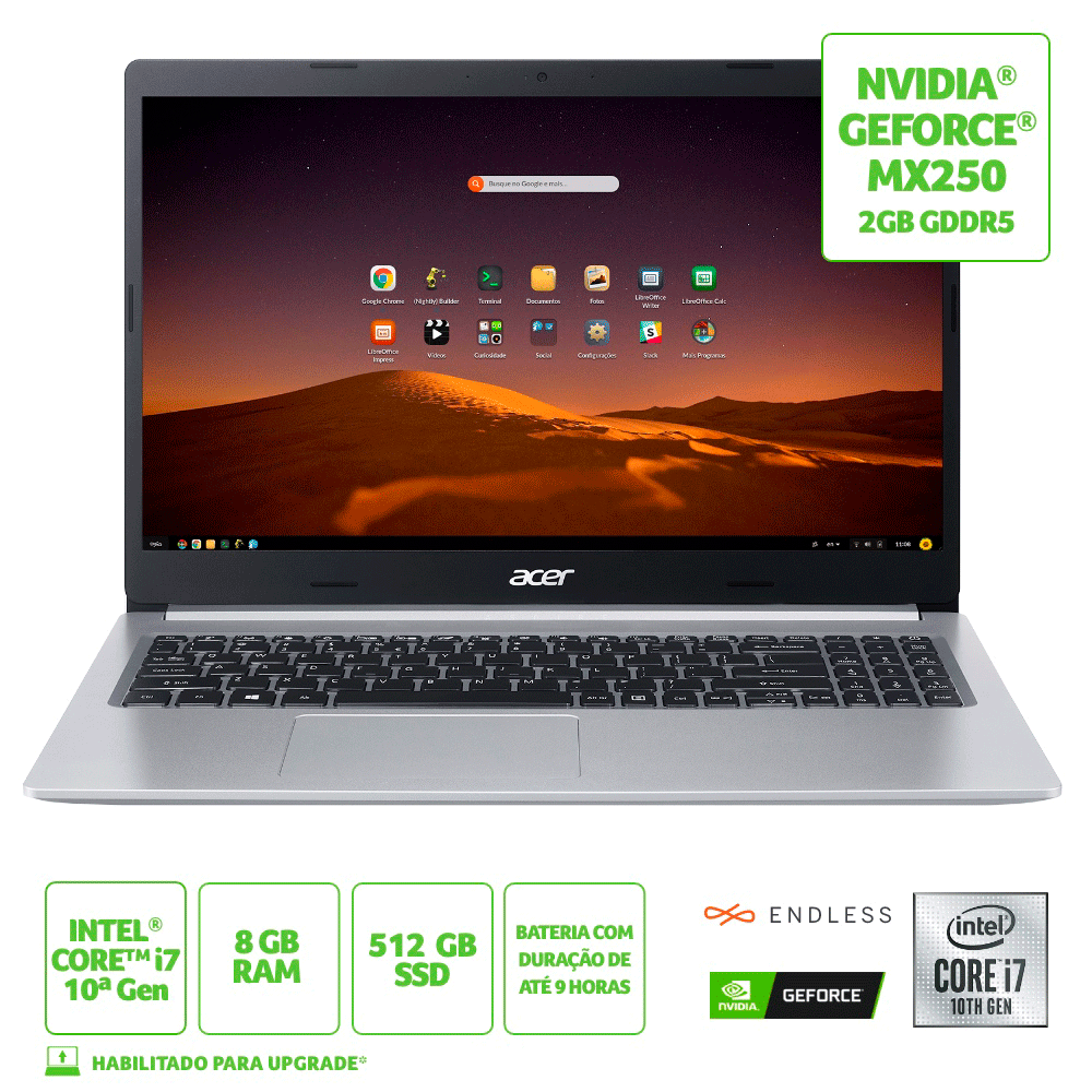 Notebook Acer Aspire 5 A515-54G-73Y1 Intel Core i7-10510U, 8GB RAM