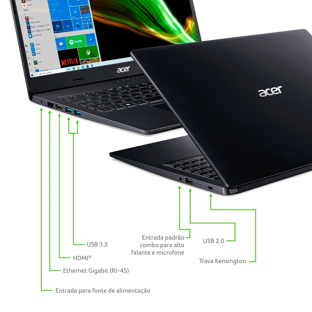 Notebook Acer Aspire 3 A315-23-R3L9 Ryzen 7 Windows 10 Home 8GB