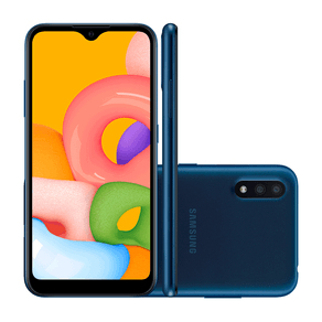 Smartphone Samsung Galaxy A01, Android 10.0, Dual Chip, Câmera Dupla Traseira de 13MP(Principal) | Azul GO - 242823 Smartphone Samsung Galaxy A01, Android 10.0, Dual Chip, Câmera Dupla Traseira de 13MP(Principal) | Azul GO - 242823