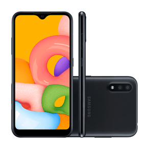Smartphone Samsung Galaxy A01, Android 10.0, Dual Chip, Câmera Dupla Traseira de 13MP(Principal) | Preto GO - 242822 Smartphone Samsung Galaxy A01, Android 10.0, Dual Chip, Câmera Dupla Traseira de 13MP(Principal) | Preto GO - 242822