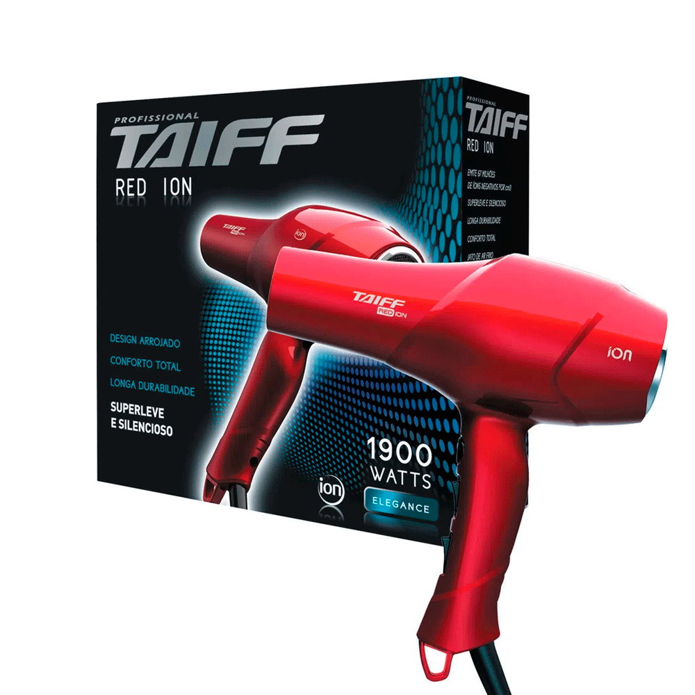 Secador de Cabelo Profissional Taiff Red Íon Vermelho 1.900W 127V