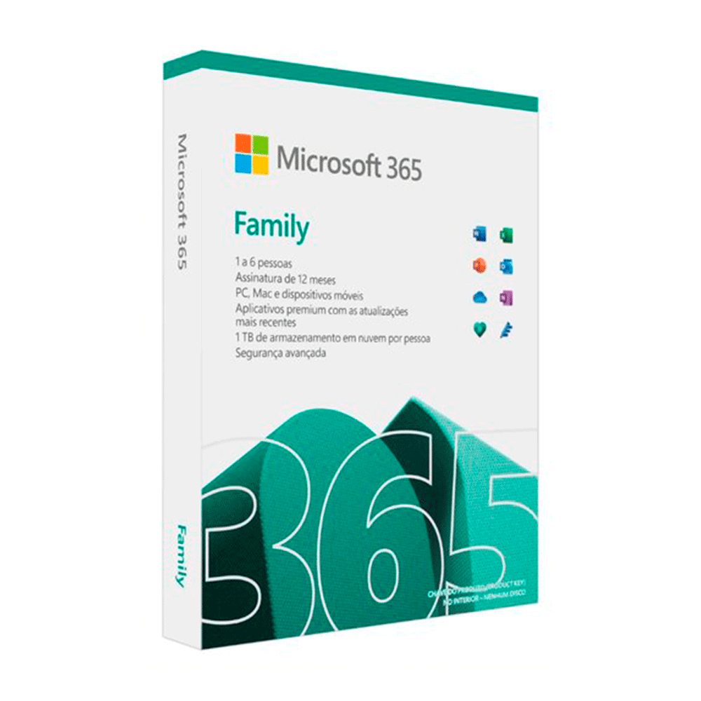 Microsoft Office 365 Family, Assinatura Anual para 6 Usuários, com