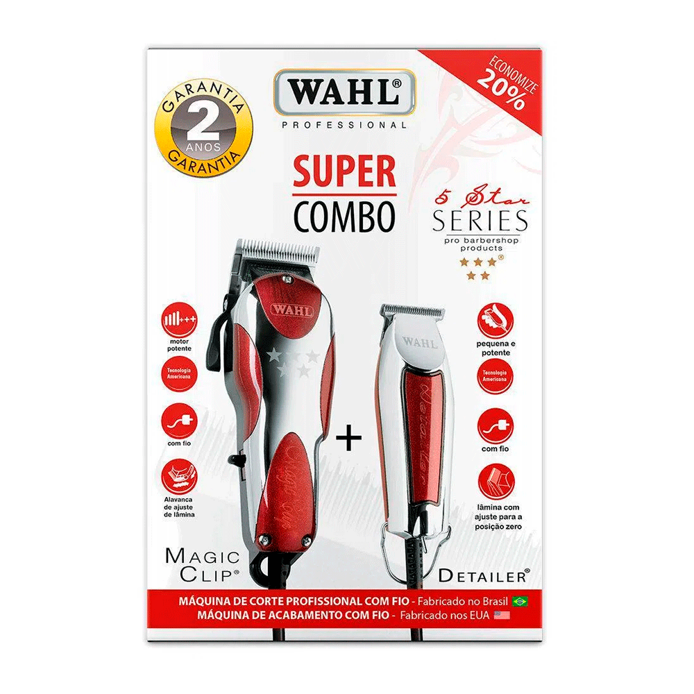 Kit Máquina de Corte Wahl Magic Clip e Detailer | 110V Artigo
