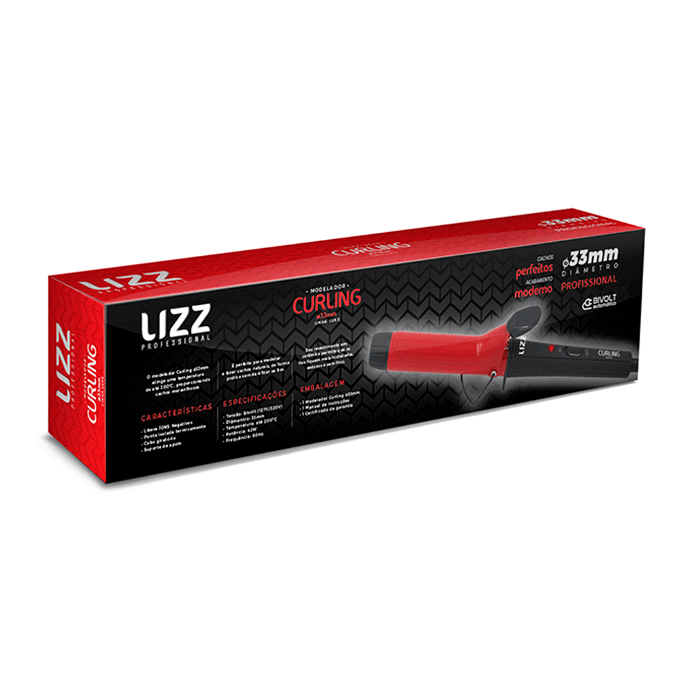 Modelador Lizz Curling 33mm Vermelho/Preto | Bivolt - Fujioka