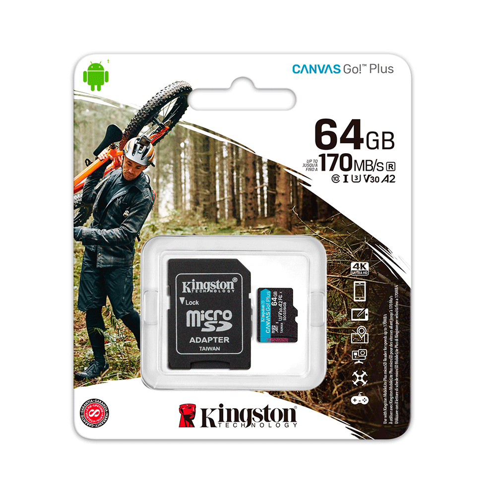 Cartão de memória microSD Kingston Canvas Go! Plus 4K 64GB