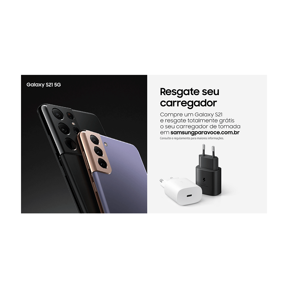 Smartphone Samsung S21 G991, Android 11, 5G, Câmera traseira 64MP+