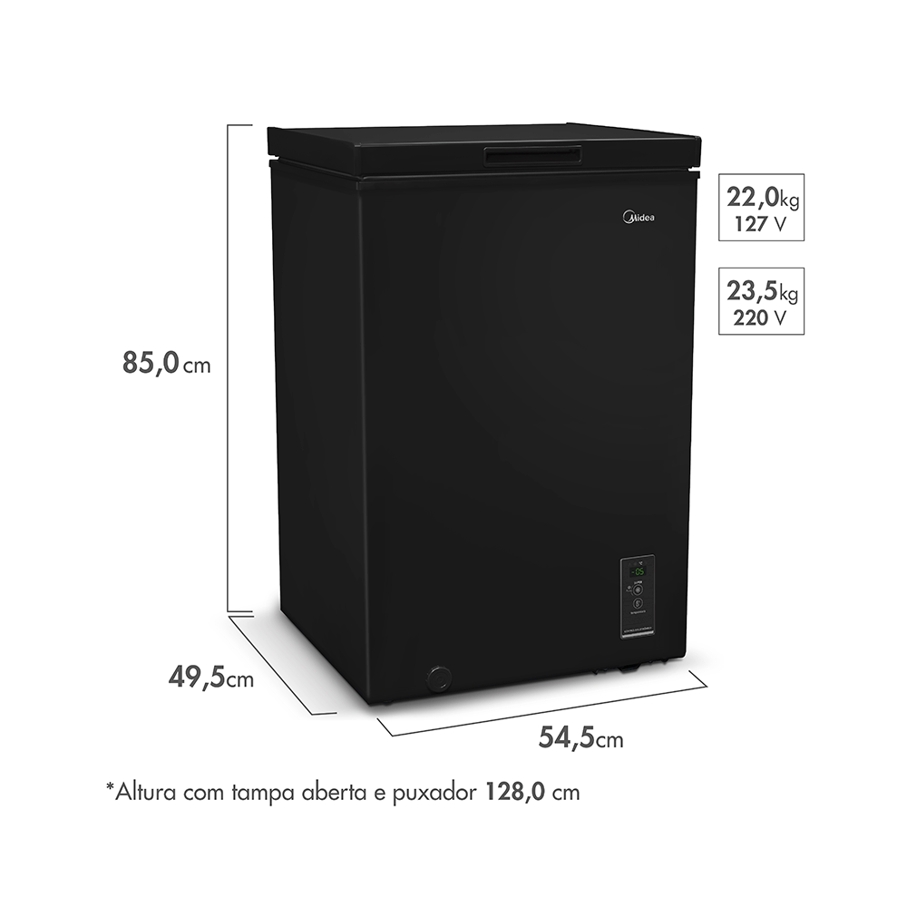 Freezer Midea Horizontal Digital Flexbeer 100 Litros CBA10P2 220V Preto