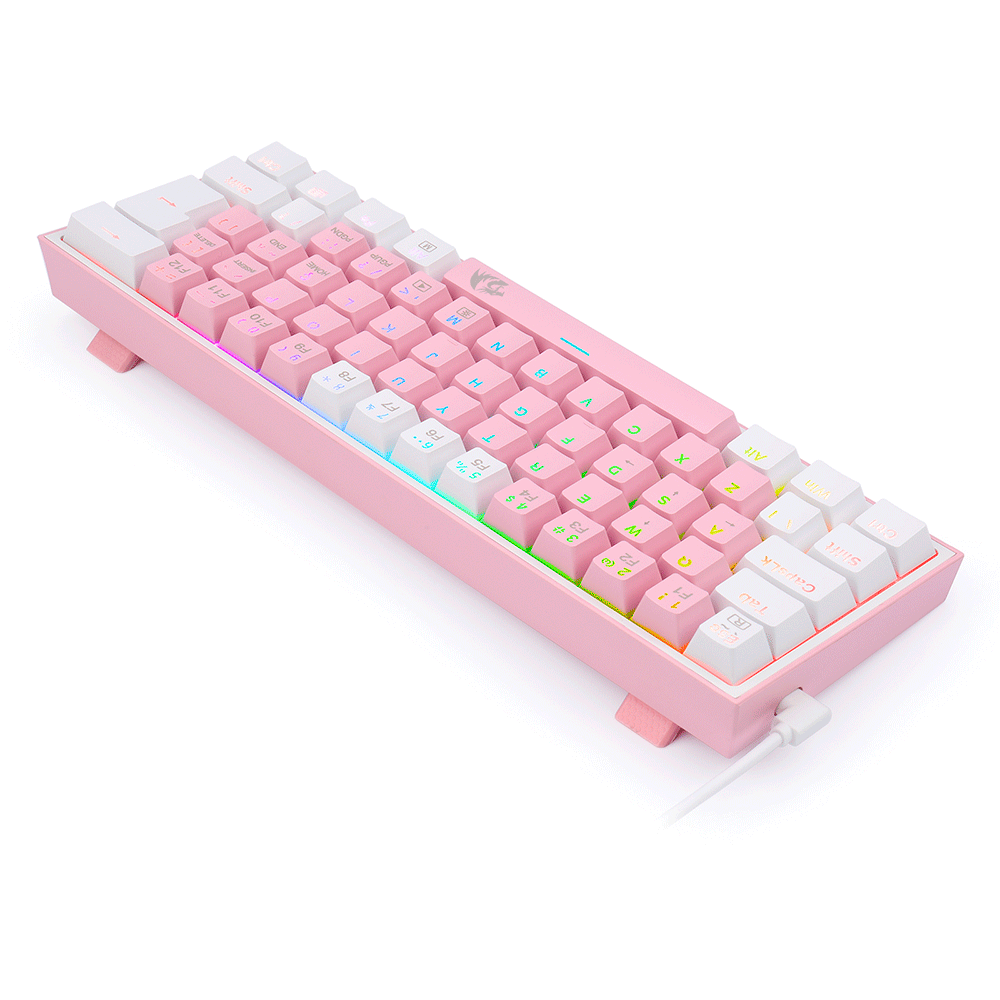 Teclado Mecânico Gamer Compacto Redragon Fizz RGB - K617-RGB-PW