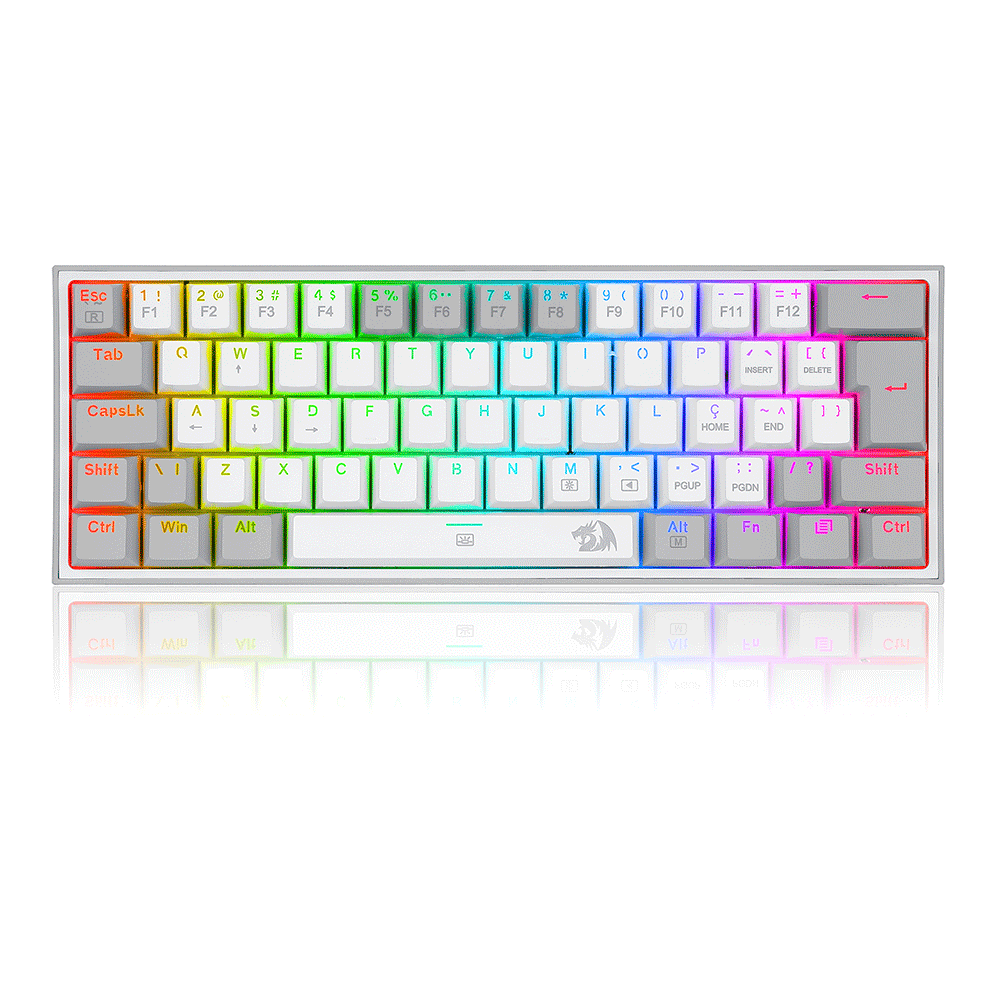 Teclado Mecânico Gamer Compacto Redragon Fizz RGB - K617-RGB-WG