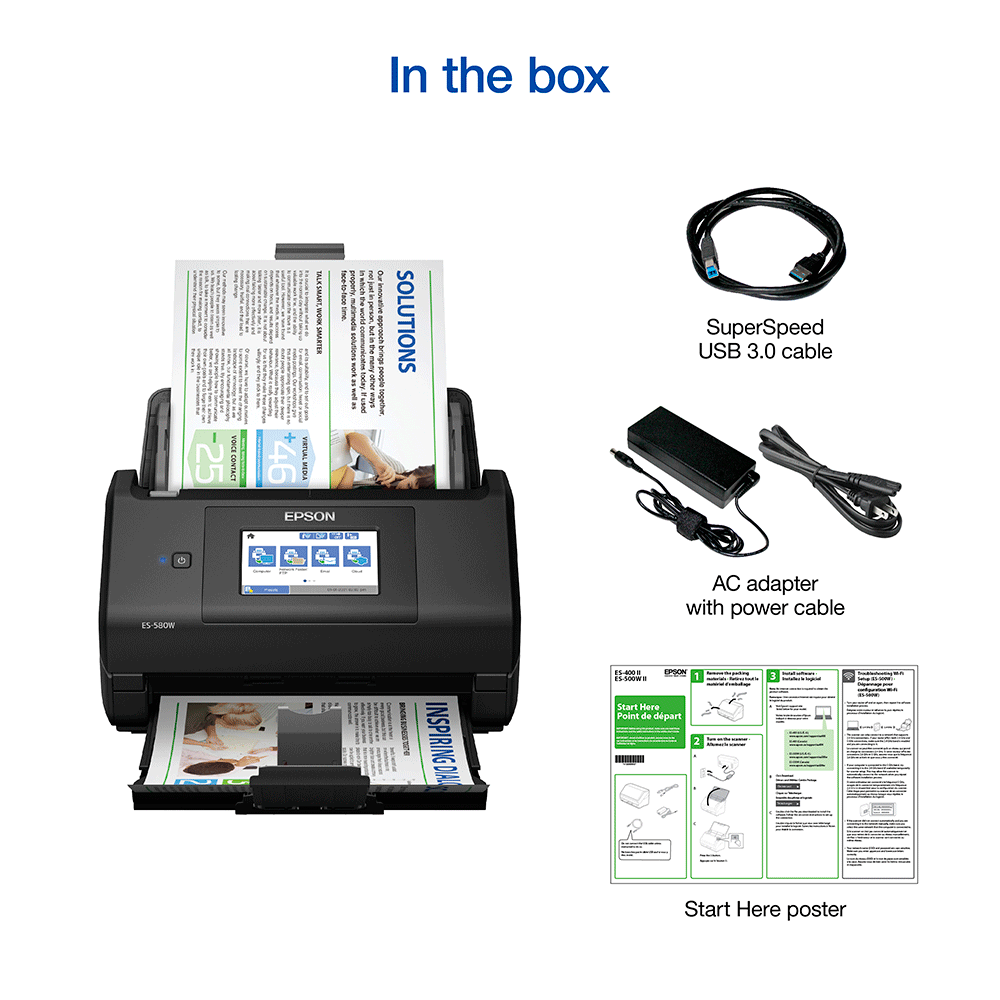 Scanner Epson WorkForce ES-580W Bivolt Preto - Fujioka Distribuidor