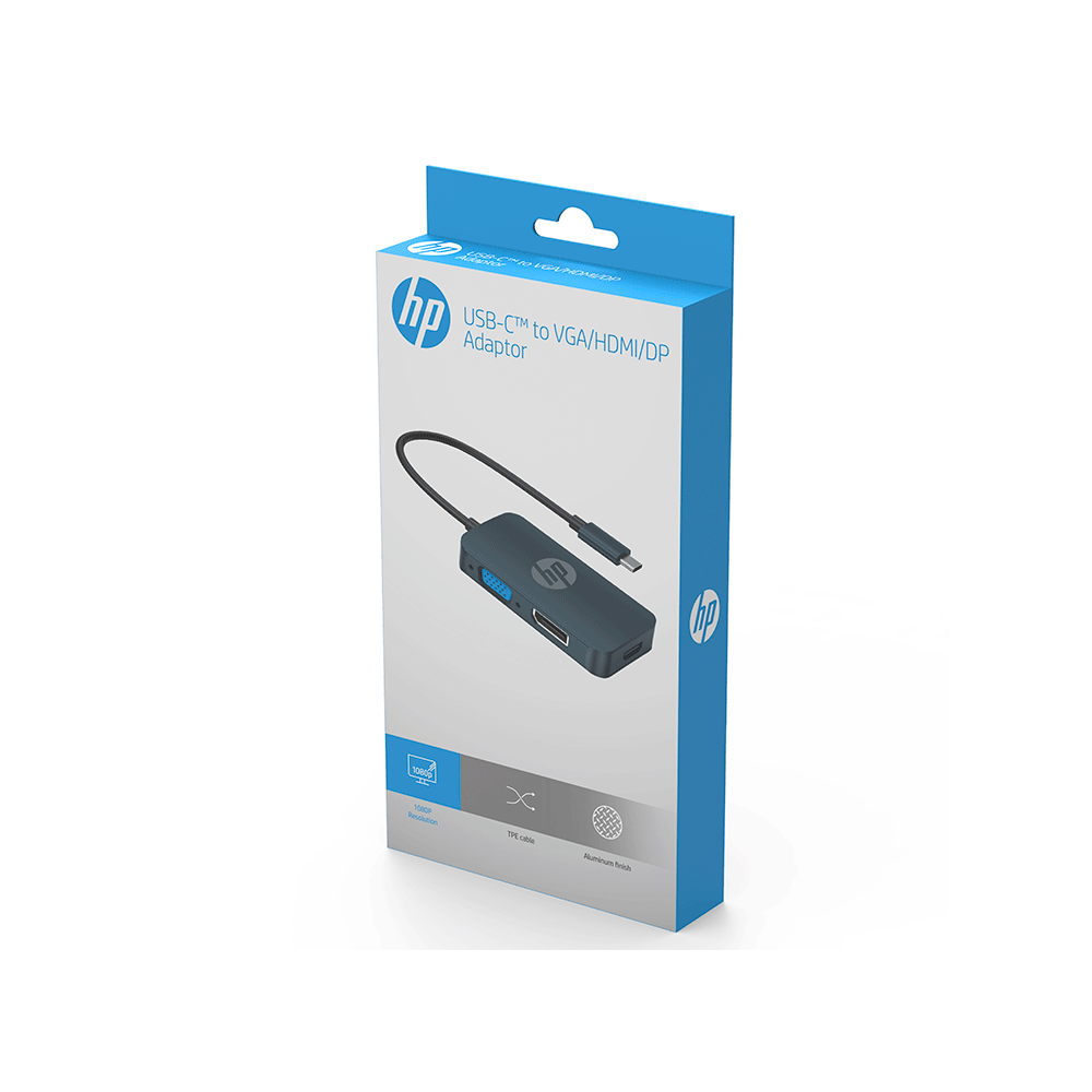 Adaptador HP DHC-TC200 USB-Tipo C para HDMI/DP/VGA Azul Artigo