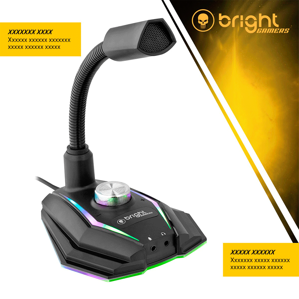 Microfone Bright Gamer Rgb Mesa Usb - 0604 Preto - Fujioka