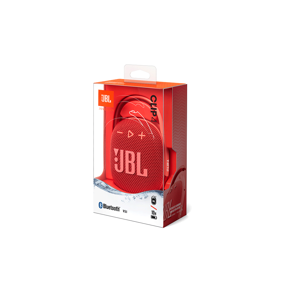 Caixa Bluetooth JBL Clip4 IPX67 | Vermelho - Fujioka Distribuidor