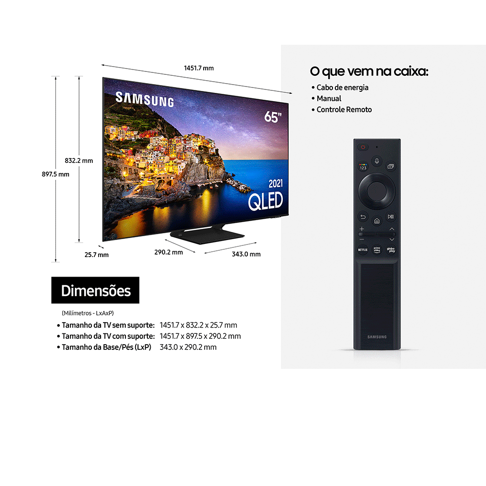 Samsung Smart TV 65" QLED 4K QN65Q70, Modo Game, Processador IA, Bivolt ...