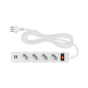 Protetor Eletrônico Intelbras 4 Tomadas, 2 USB, 1 EPE 204 USB BR + Branco | Bivolt GO - 268053 Protetor Eletrônico Intelbras 4 Tomadas, 2 USB, 1 EPE 204 USB BR + Branco | Bivolt GO - 268053
