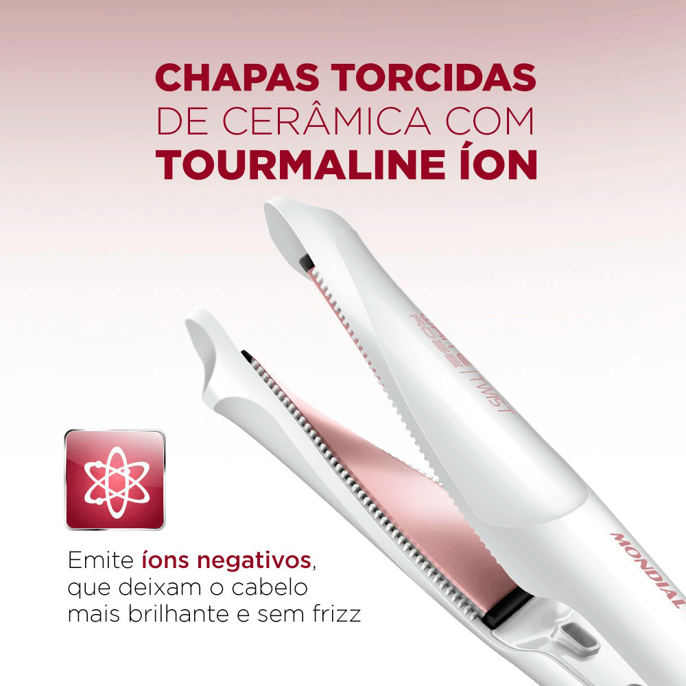 Chapinha / Prancha Alisadora Mondial Twist P-51, Rose Gold
