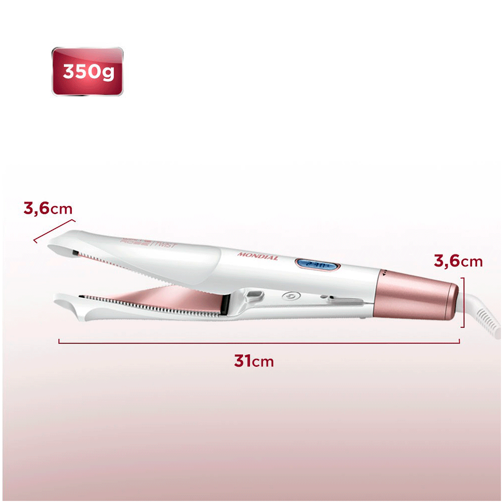 Chapinha / Prancha Alisadora Mondial Twist P-51, Rose Gold