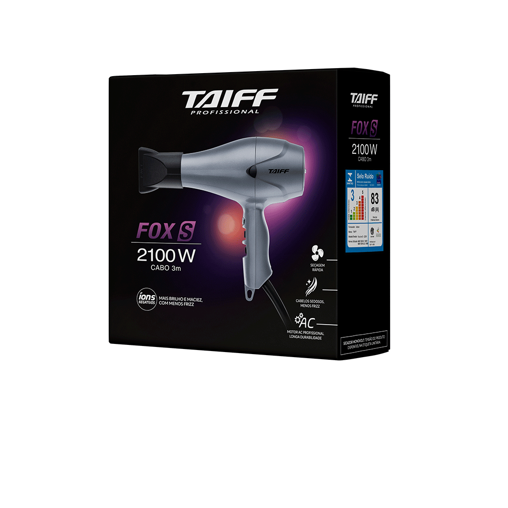 Secador Taiff Fox Íon S 2100W, Prata | 220V Artigo: 691364