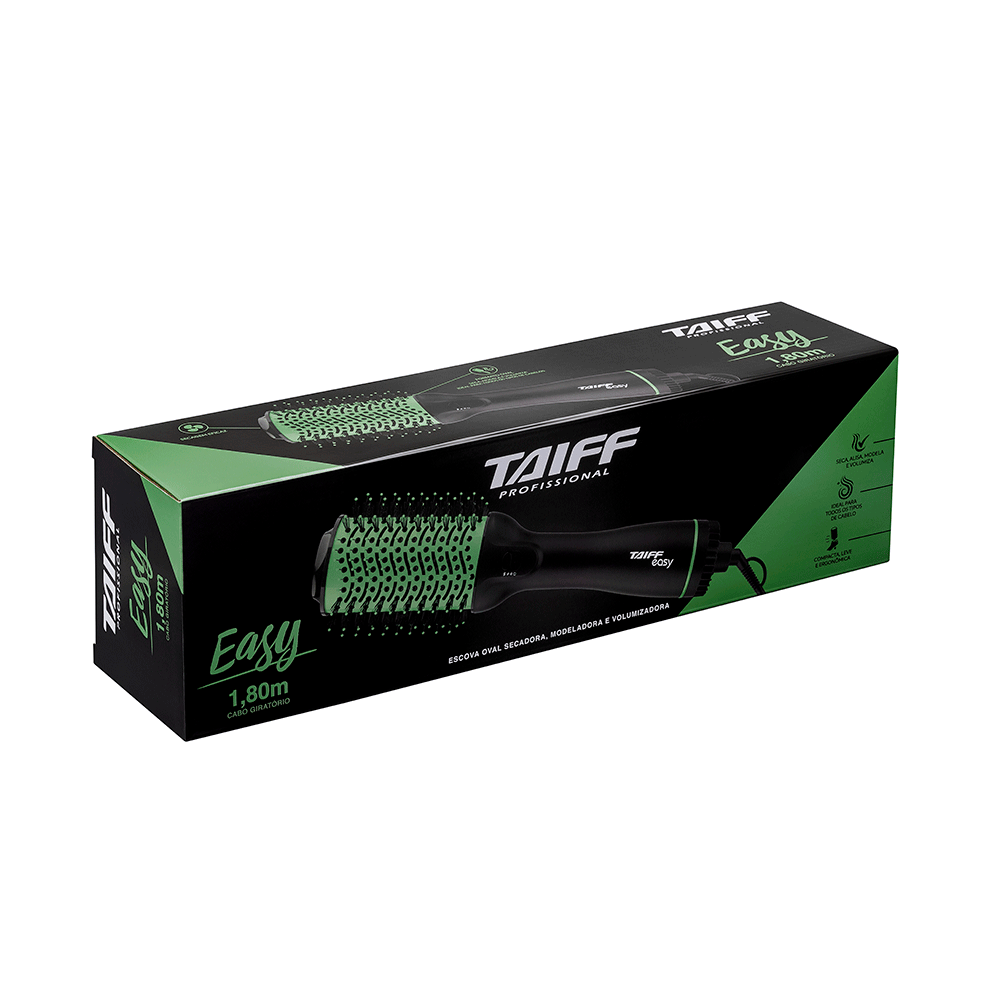 Escova Secadora Taiff Easy Oval 1200W, Preto/Verde | 127V Artigo