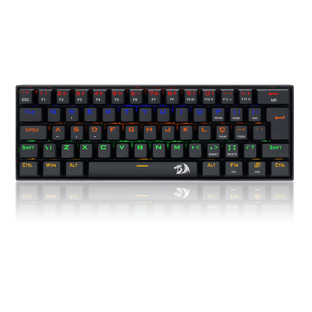 Teclado Gamer Mecânico Redragon Lakshmi Rainbow, Switch Marrom