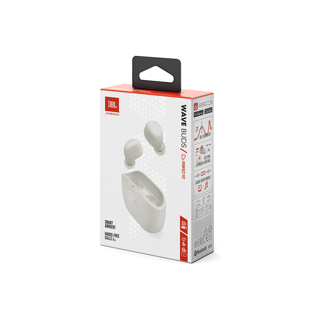 Fones de Ouvido Bluetooth JBL Wave Buds | Branco - Fujioka