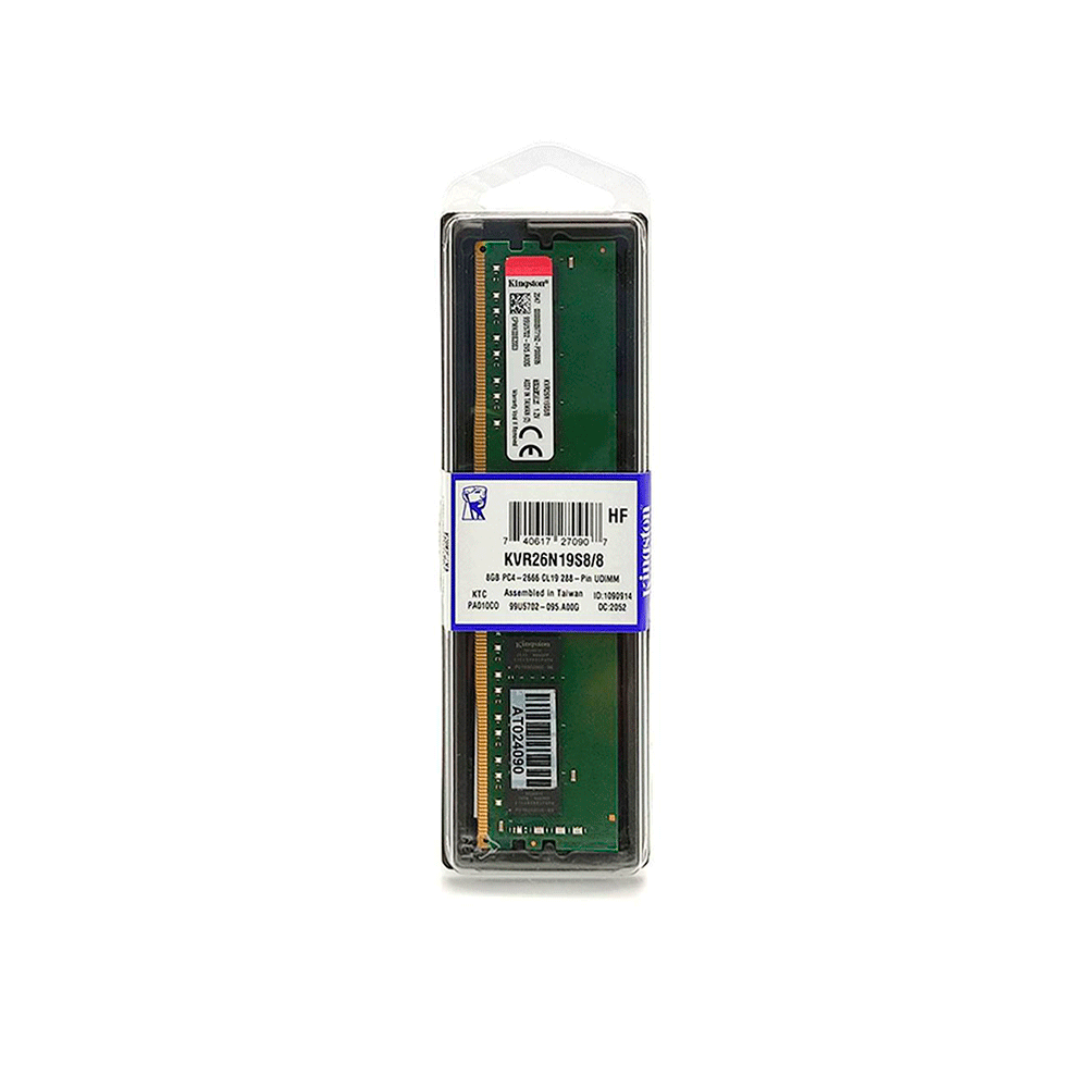 Kingston KVR26N19S 8GB DDR4 メモリ（2枚組16G） Memória Kingston, DDR4, 2666Mhz, CL19 - KVR26N19S8/8 | 8GB Artigo