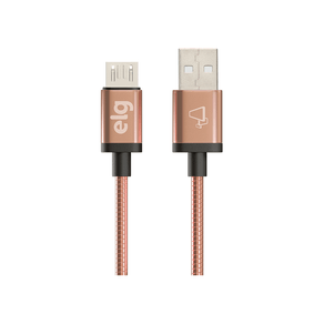 Cabo Micro USB ELG INX510GD Blindado Inox, Conector em Alumínio, Dourado DF - 278189