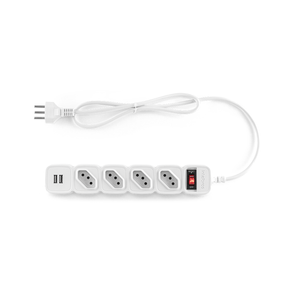 Protetor Eletrônico Intelbras 4 Tomadas, 2 USB, EPE 204 USB BR Branco | Bivolt DF - 268051