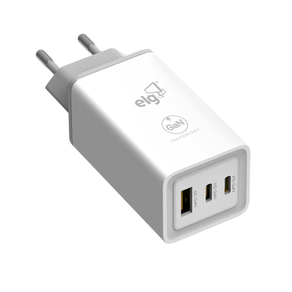 Carregador de Parede ELG Universal W65GAN 2 USB-C / 1 USB-A 3.0A | Branco DF - 283112 Carregador de Parede ELG Universal W65GAN 2 USB-C / 1 USB-A 3.0A | Branco DF - 283112