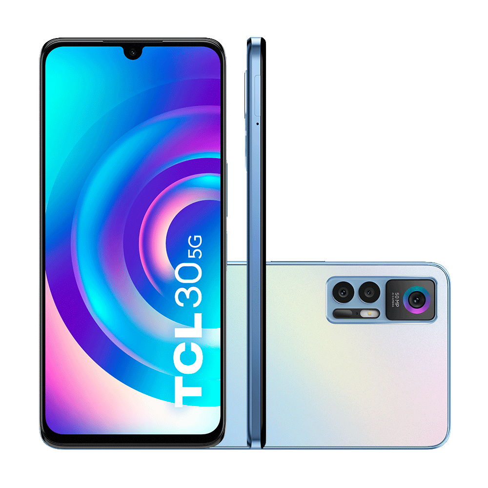Smartphone TCL 30 5G 128GB, 4GB RAM, Frontal de 8MP, Tela 6.5