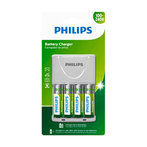 Carregador Philips de Pilha Recarregável AA e AAA Inclui 4 Pilhas AA 2.450mAh - SCB2445NB/59 DF - 26510