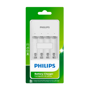 Carregador Philips de Pilha Recarregável AA e AAA via Micro-USB 5V - SCB3400NB/59 DF - 26511