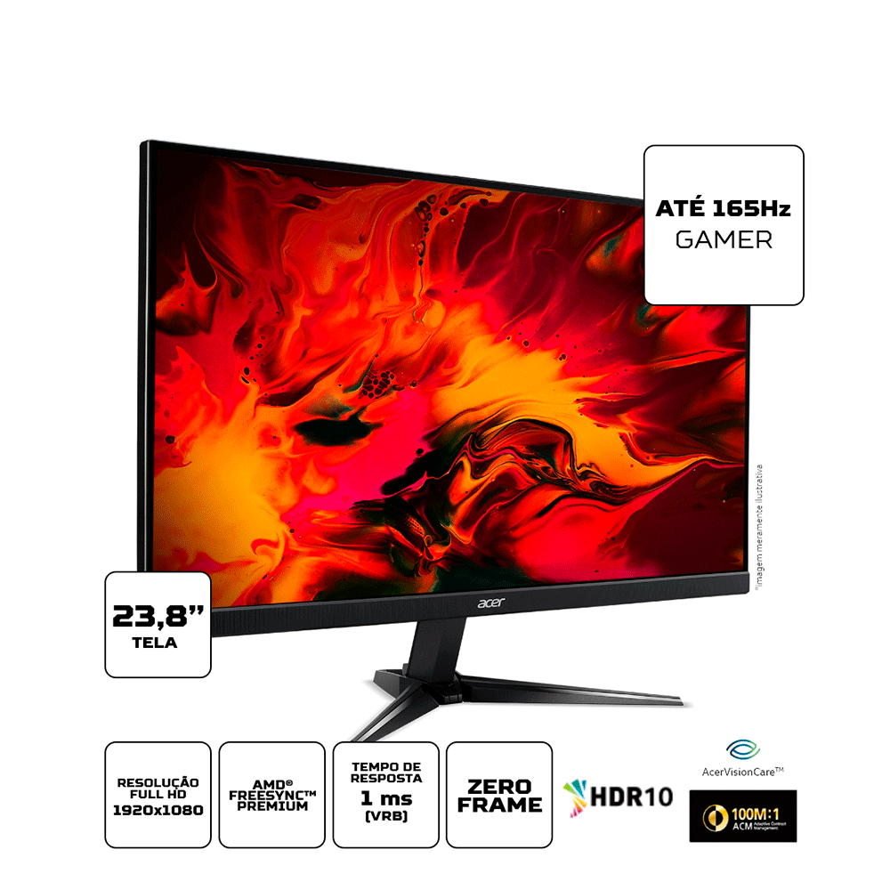acer ゲーミングディスプレイ QG241Y 24インチ 165Hz Monitor Acer Gamer Nitro Pbiip 23.8' VA FHD, 165Hz, 1ms, FreeSync