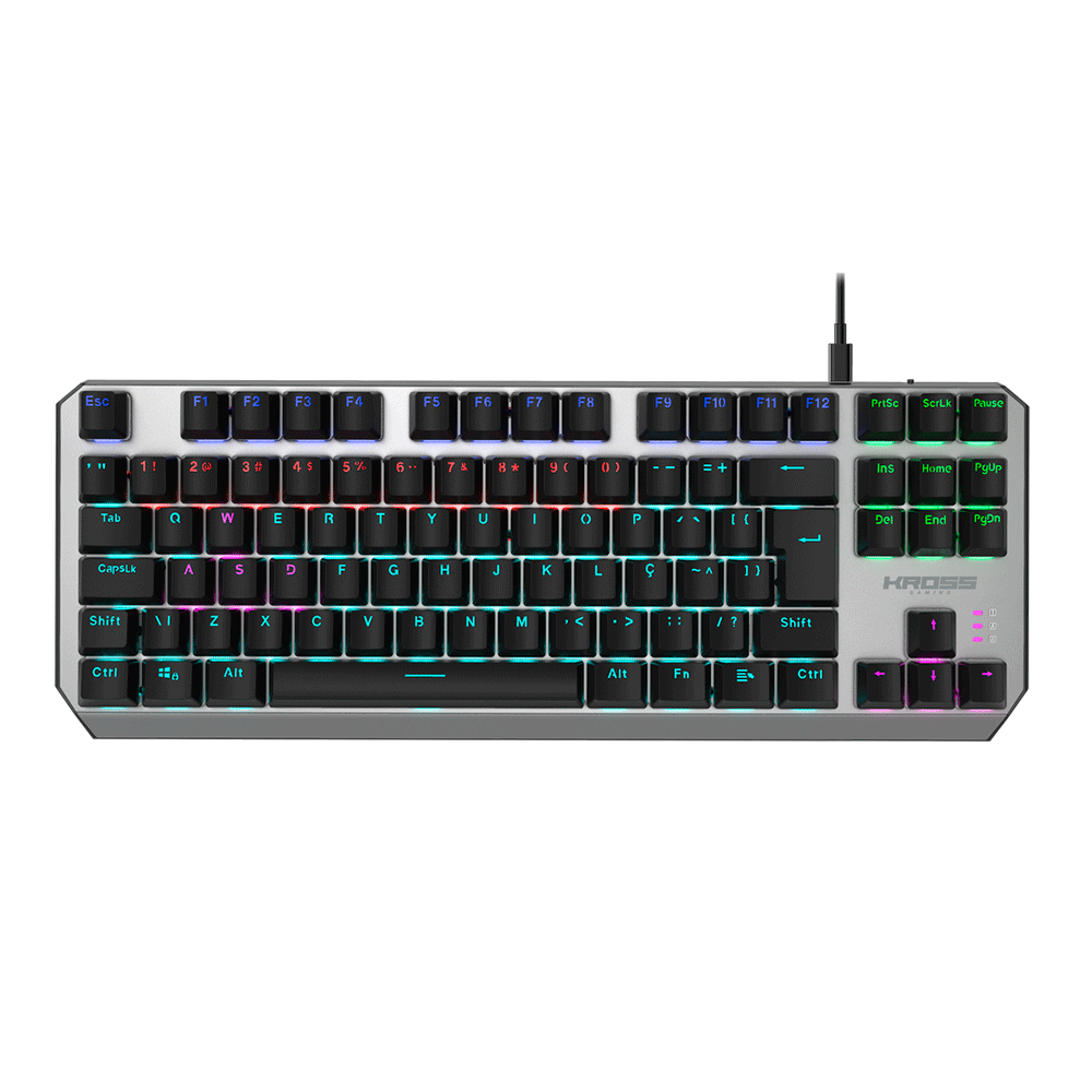 Teclado Gamer Kross Mecânico, Randgrid TKL Rainbow Switch Azul, KE