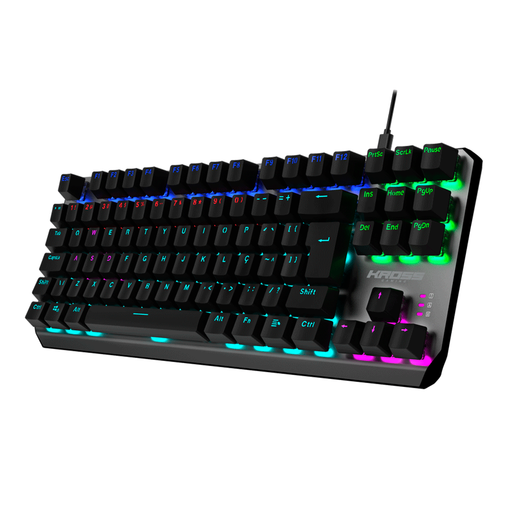 Teclado Gamer Kross Mecânico, Randgrid TKL Rainbow Switch Azul, KE