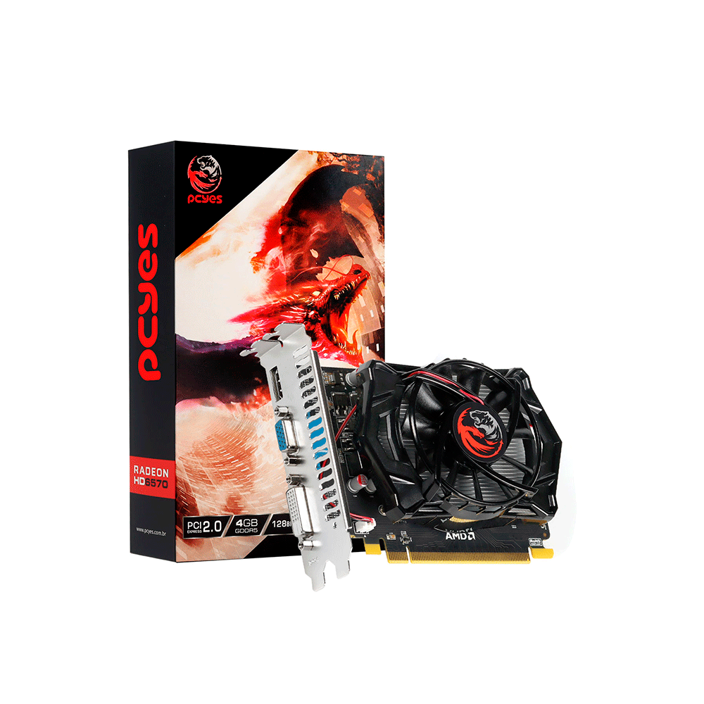 Placa de Vídeo Pcyes AMD Radeon HD 6570, 4GB GDDR5, 128 Bits