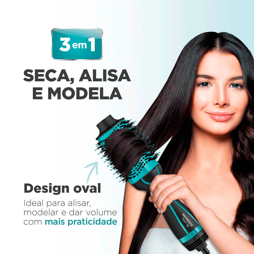 Escova Secadora Mondial Black Tiff ES-16, Preto/Azul | Bivolt