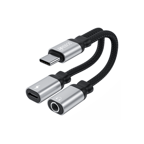 Adaptador Hrebos USB-C Para USB-C + Fone P2 - HS-229 | Prata/Preto DF - 283165