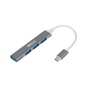 Hub Hrebos USB-C, 4 Portas USB 3.1 - HS-273 | Prata/Branco DF - 582569 Hub Hrebos USB-C, 4 Portas USB 3.1 - HS-273 | Prata/Branco DF - 582569