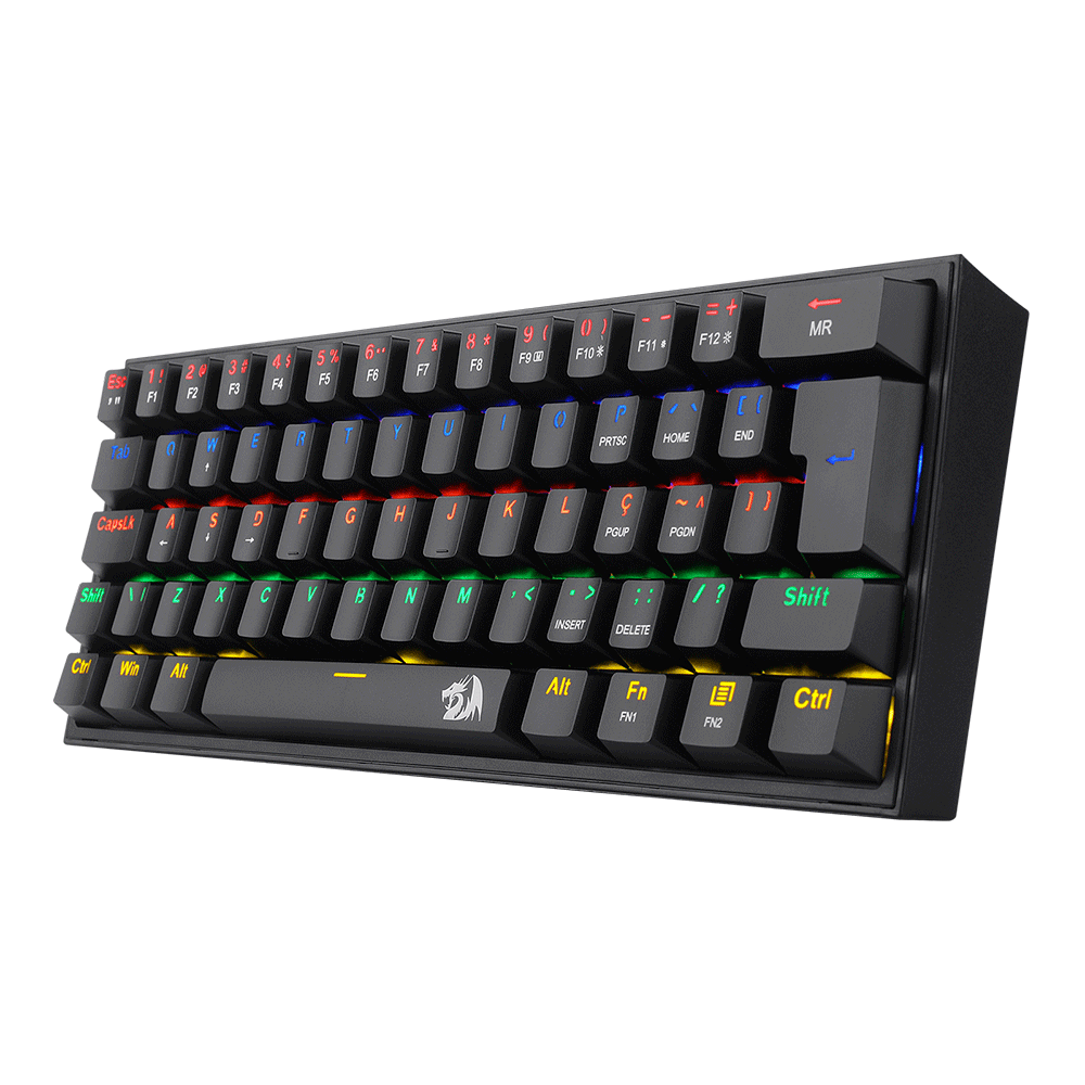 Teclado Mecânico Gamer Redragon Fizz, Rainbow, Switch Marrom, K617