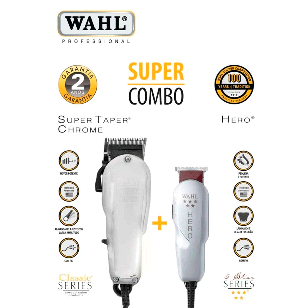 Combo Wahl Máquina de Corte + Máquina de Acabamento Super Taper