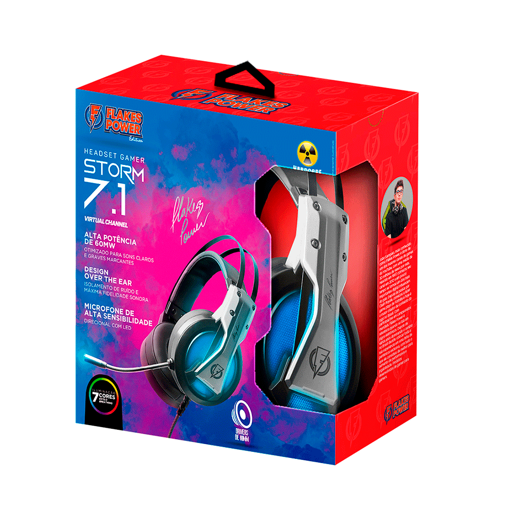 Headset Gamer ELG Storm 7.1 Virtual Flakes Power Channel FLKH001