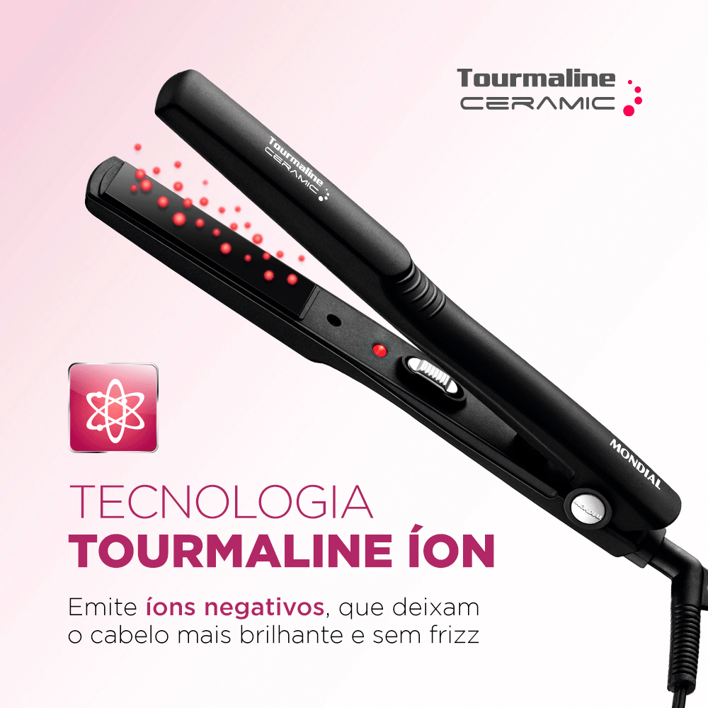 Prancha Mondial Alisadora Tourmaline Ceramic P-15 200ºC | Bivolt