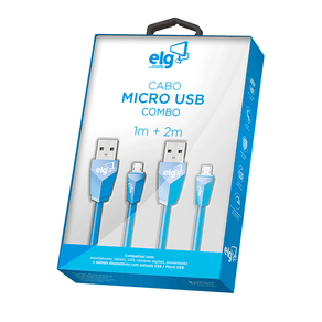 Cabo ELG Micro USB CMB512BE 1 metro + 2 metros - Combo GO - 255261